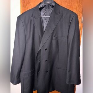 Mens Apollo King Double Breasted Black Suit Sz. 58L